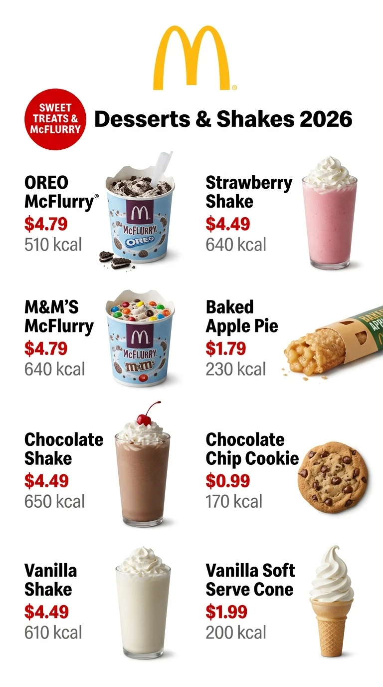 McDonald's desserts and shakes menu prices 2026