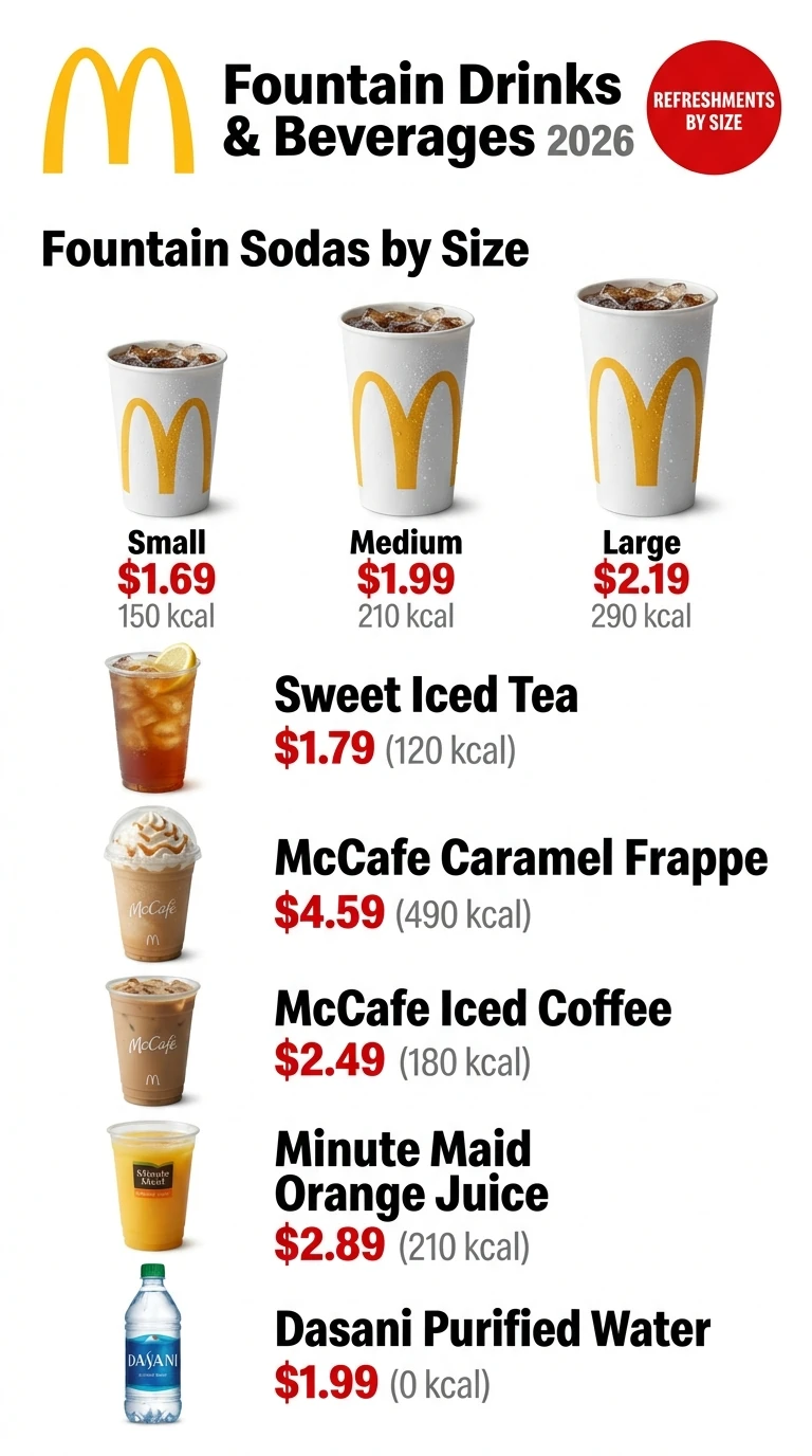 McDonald's drinks and McCafé menu prices 2026